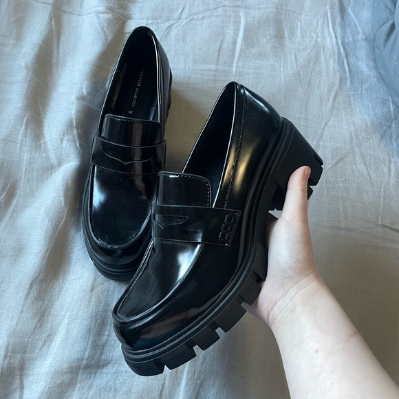 NWOT Black Platform Pull&Bear Penny Loafers | Women’s Sz 9 - Picture 2 of 6
